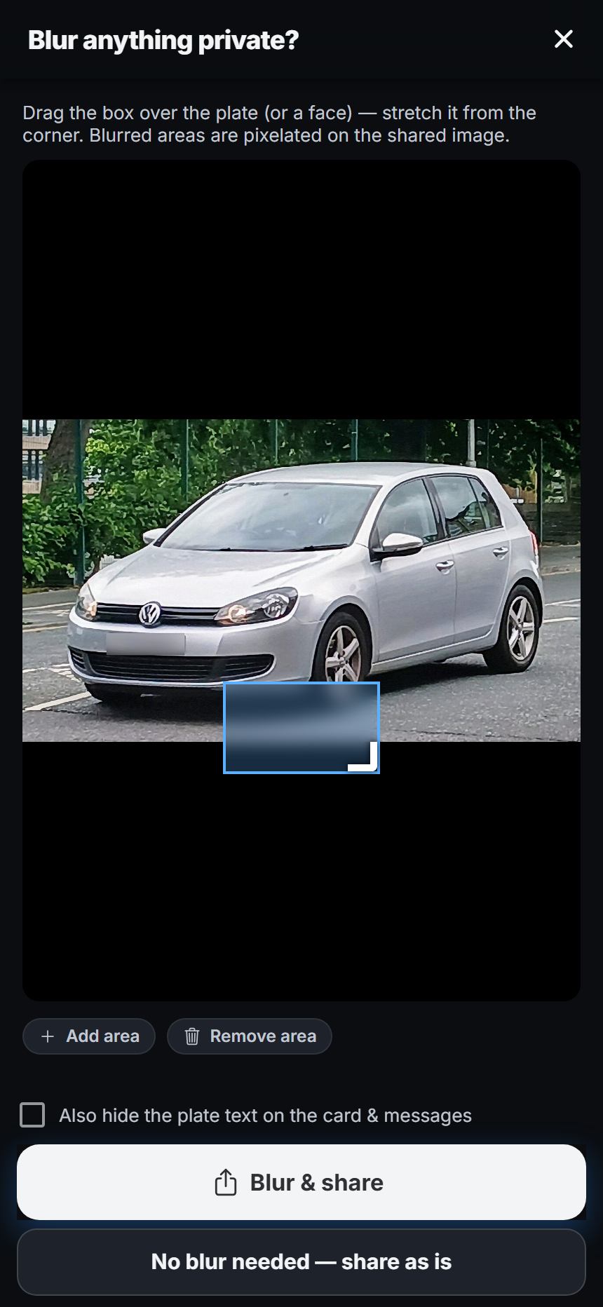 Blur editor before sharing a photo